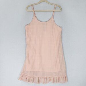 Nanette Lepore Dress Womens Large Pink Shift Ruffle Sleeveless Tank Lightweight